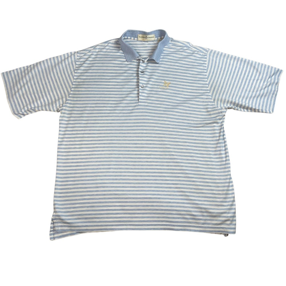 Fairway & Greene Mens‎ XL Blue Stripe Golf Polo Shirt Kapalua 100% Cotton